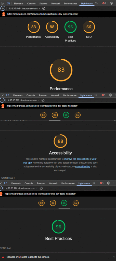 پرفورمنس ریپورت در Chrome Dev Tools - اینادرام سئو