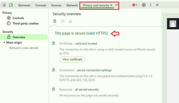 تب امنیت در Chrome Dev Tools - اینادرام سئو
